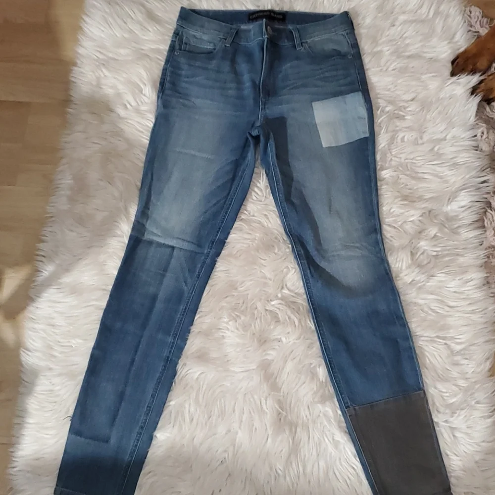 **Express High Rise Patchwork Skinny Jeans Size 4R**